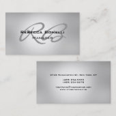 Chic Gray Monogram Manager Business Card Visitenkarte (Vorne/Hinten)