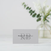 Chic Gray Monogram Manager Business Card Visitenkarte (Stehend Vorderseite)