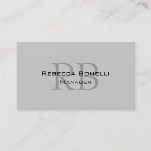 Chic Gray Monogram Manager Business Card Visitenkarte
