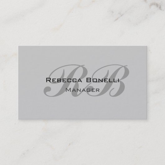 Chic Gray Monogram Script Manager Business Card Visitenkarte (Vorderseite)