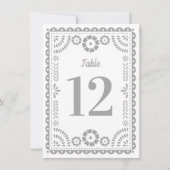 Chic Gray Papel Picado Wedding Tischnummer (Rückseite)