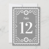 Chic Gray Papel Picado Wedding Tischnummer (Rückseite)