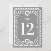 Chic Gray Papel Picado Wedding Tischnummer (Vorderseite)