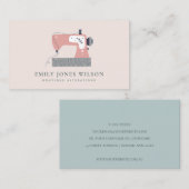 CHIC GRAY PEACH BLUSH PINK SEWMASCHINE TAILOR VISITENKARTE (Vorne/Hinten)