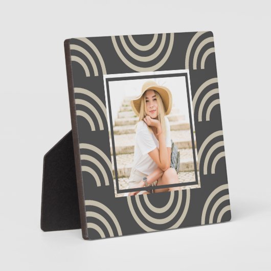 Chic Gray Rainbow Foto Fotoplatte (Vorderseite)