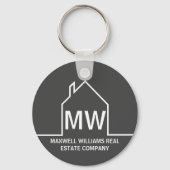 Chic Gray Real Anwesen Company Monogram Realtor Schlüsselanhänger (Vorderseite)