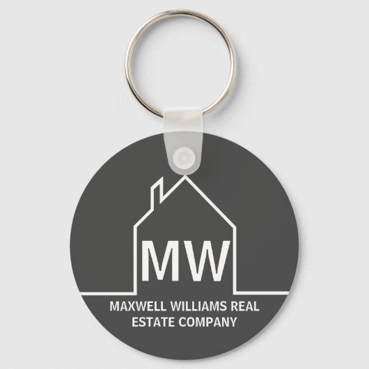 Chic Gray Real Anwesen Company Monogram Realtor Schlüsselanhänger (Vorderseite)