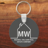 Chic Gray Real Anwesen Company Monogram Realtor Schlüsselanhänger (Vorderseite)
