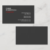 Chic Gray Red Attractive Business Card Visitenkarte (Vorne/Hinten)