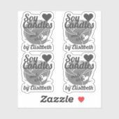 Chic Gray Rose Graphic Made with Heart Soy Candles Aufkleber (Blatt)