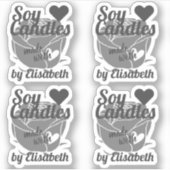 Chic Gray Rose Graphic Made with Heart Soy Candles Aufkleber (Vorderseite)
