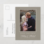 Chic Gray Save the Date Verlobung Foto Ankündigungspostkarte (Vorne/Hinten)