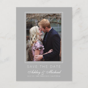 Chic Gray Save the Date Verlobung Foto Ankündigungspostkarte