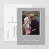 Chic Gray Save the Date Verlobung Foto Ankündigungspostkarte (Vorne/Hinten)