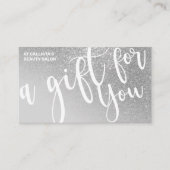 Chic Gray Silver Glitzer Gradient Geschenkgutschei Visitenkarte (Vorderseite)