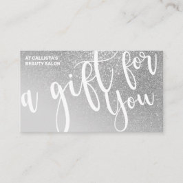 Chic Gray Silver Glitzer Gradient Geschenkgutschei Visitenkarte
