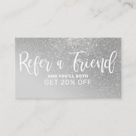 Chic Gray Silver Glitzer Gradient Typografie Empfehlungskarte