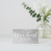 Chic Gray Silver Glitzer Gradient Typografie Empfehlungskarte (Stehend Vorderseite)