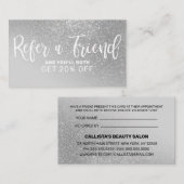 Chic Gray Silver Glitzer Gradient Typografie Empfehlungskarte (Vorne/Hinten)