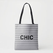 Chic Gray Silver Striping Tasche (Vorderseite)