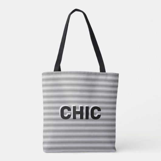 Chic Gray Silver Striping Tasche (Rückseite)