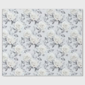Chic Gray Silver White Floral Wedding Geschenkpapier (Flach)