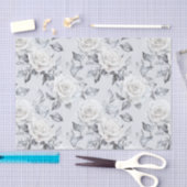 Chic Gray Silver White Floral Wedding Seidenpapier (Handwerk)