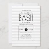 Chic Gray Stripes Bachelorette Bash Einladung (Vorderseite)