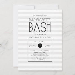 Chic Gray Stripes Bachelorette Bash Einladung