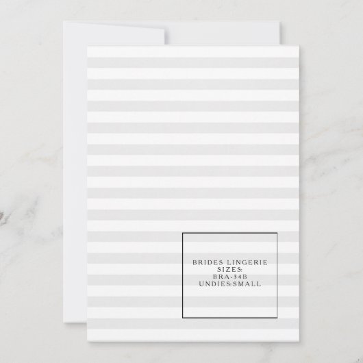 Chic Gray Stripes Bachelorette Bash Einladung (Rückseite)