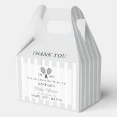 Chic Gray Stripes Tennis Babydusche Danke Geschenkschachtel (Vorderseite)
