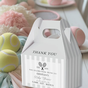 Chic Gray Stripes Tennis Babydusche Danke Geschenkschachtel
