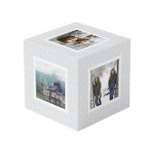 Chic Gray Trellis Pattern Foto Würfel (Rückseite Schrägansicht)