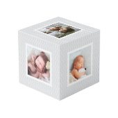 Chic Gray Trellis Pattern Foto Würfel (Vorderseite Schrägansicht)