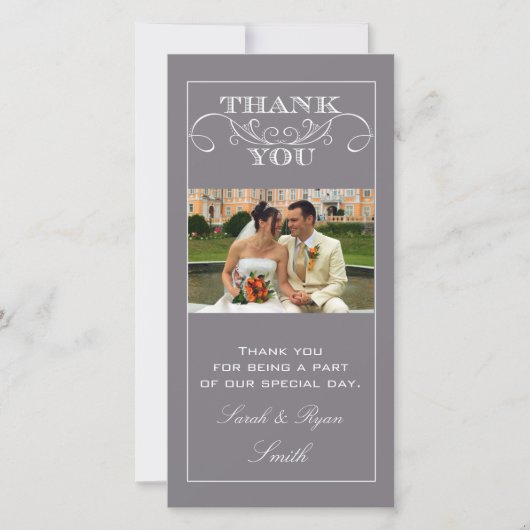 Chic Gray Wedding danke Ihnen Foto Cards (Vorderseite)