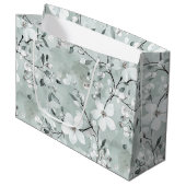 Chic Gray White Blue Floral Brautparty Große Geschenktüte (Vorderseite Schrägansicht)