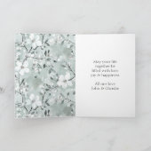 Chic Gray White Blue Floral Wedding Karte (Innenseite)