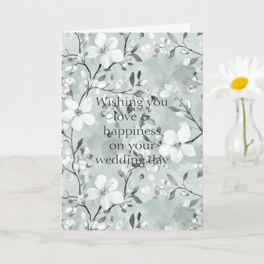 Chic Gray White Blue Floral Wedding Karte (Kleine Pflanze)