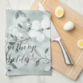 Chic Gray White Blume Geschirrtuch (Viertel Falte)