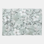Chic Gray White Blume Geschirrtuch (Horizontal)