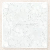 Chic Gray White Blume Glasuntersetzer (Rückseite)