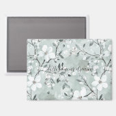 Chic Gray White Blume Magnet (Vorderseite/Rückseite)
