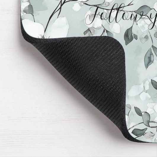 Chic Gray White Blume Mousepad (Ecke)