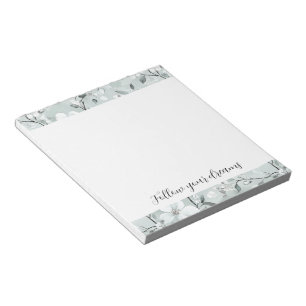 Chic Gray White Blume Notizblock