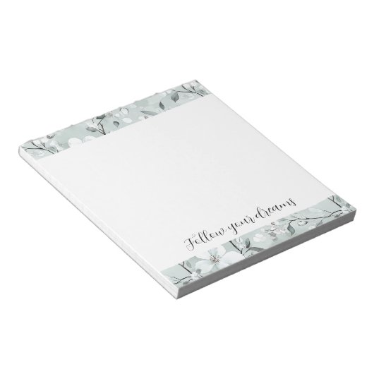 Chic Gray White Blume Notizblock (angewinkelt)