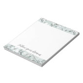 Chic Gray White Blume Notizblock (Rotiert)