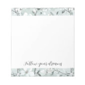 Chic Gray White Blume Notizblock (Vorderseite)