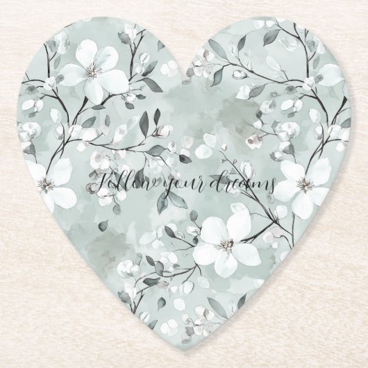 Chic Gray White Blume Untersetzer (Vorderseite)