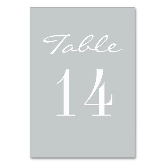 Chic Gray White Elegante Wedding Tischnummer (Rückseite)