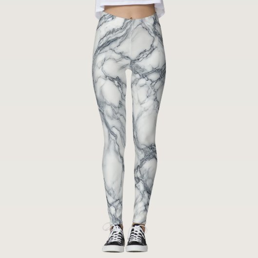 Chic Gray & White Marmor Look Glamour Leggings (Vorderseite)